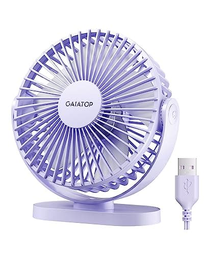 Gaiatop USB Desk Fan, 5.5 Inch Small Quiet Powerful 3 Speeds 90° Rotate, Personal Mini Portable Desktop Table Fans, Cooling for Home Office Car Travel Indoor Outdoor Pink