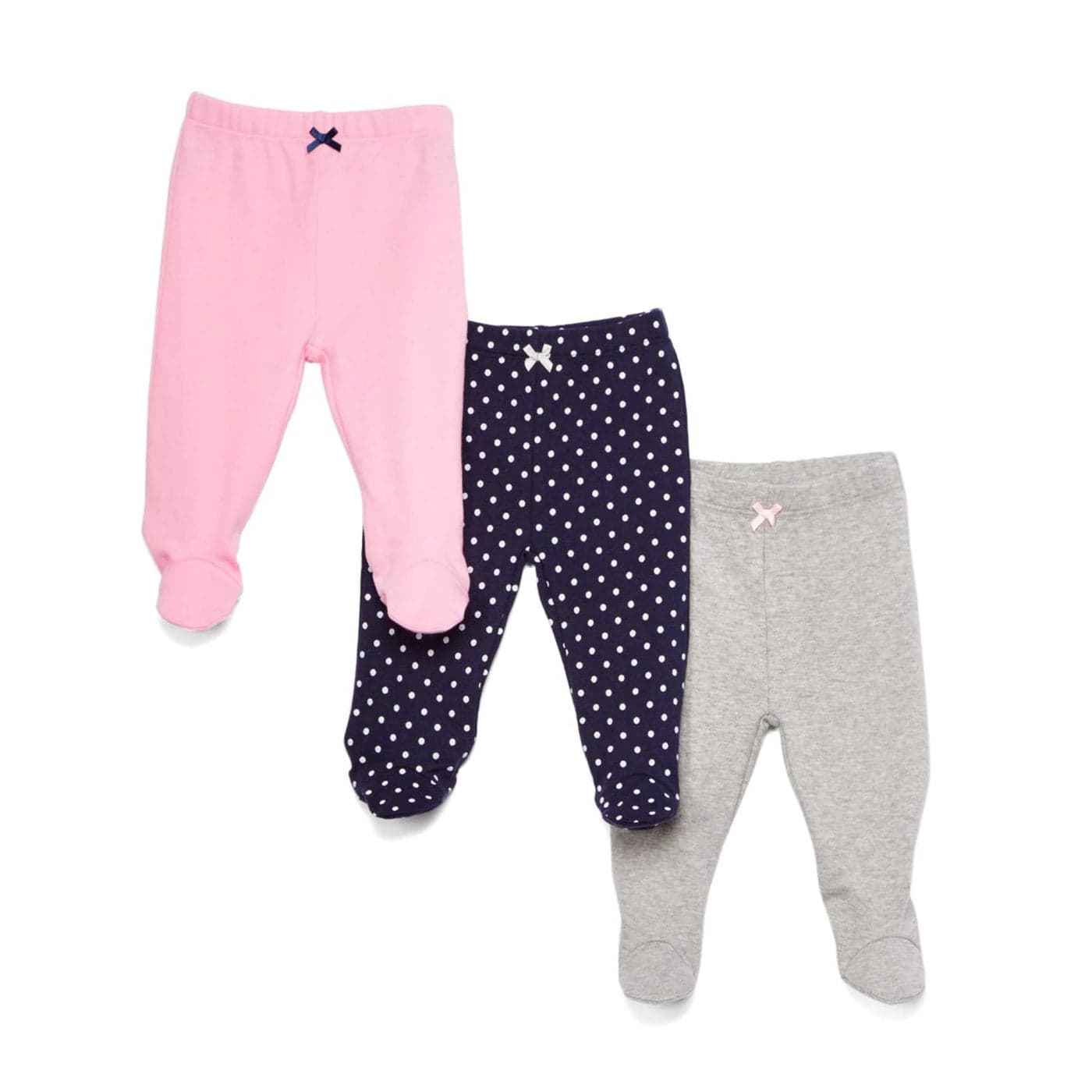 Spasilk Baby Girls Cotton Pull on Footie Pants Leggings with Feet Pack of 3 Pink Gray