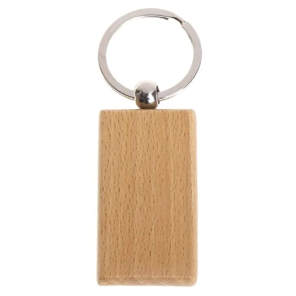 ANCLLO 10 Pack Blank Wooden Key Chain Personalized Wood Keychain Key Ring Key Tags DIY Keychain Supplies for Craft Rectangle