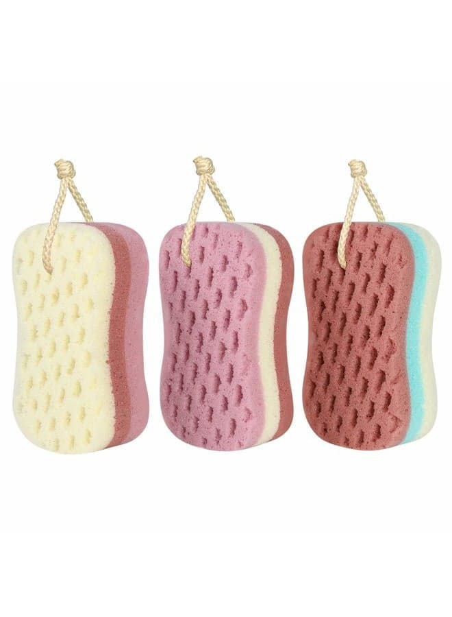 3 Pcs Bath Sponge for Women, Men, Kids, Sponge Loofah Body Scrubber Shower Sponge for Body Wash Bathroom, 3 Colors & Large Size Bathing Sponge Bathing Accessories(Large Size)