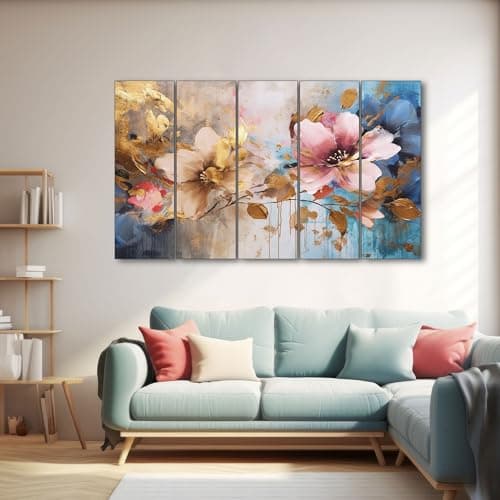 The Castle Decor Flower abstract painting with frame 5 Big Size (27x48) Wall Art for living room,Bedroom,Drawing room,Hotels-Digital Painting