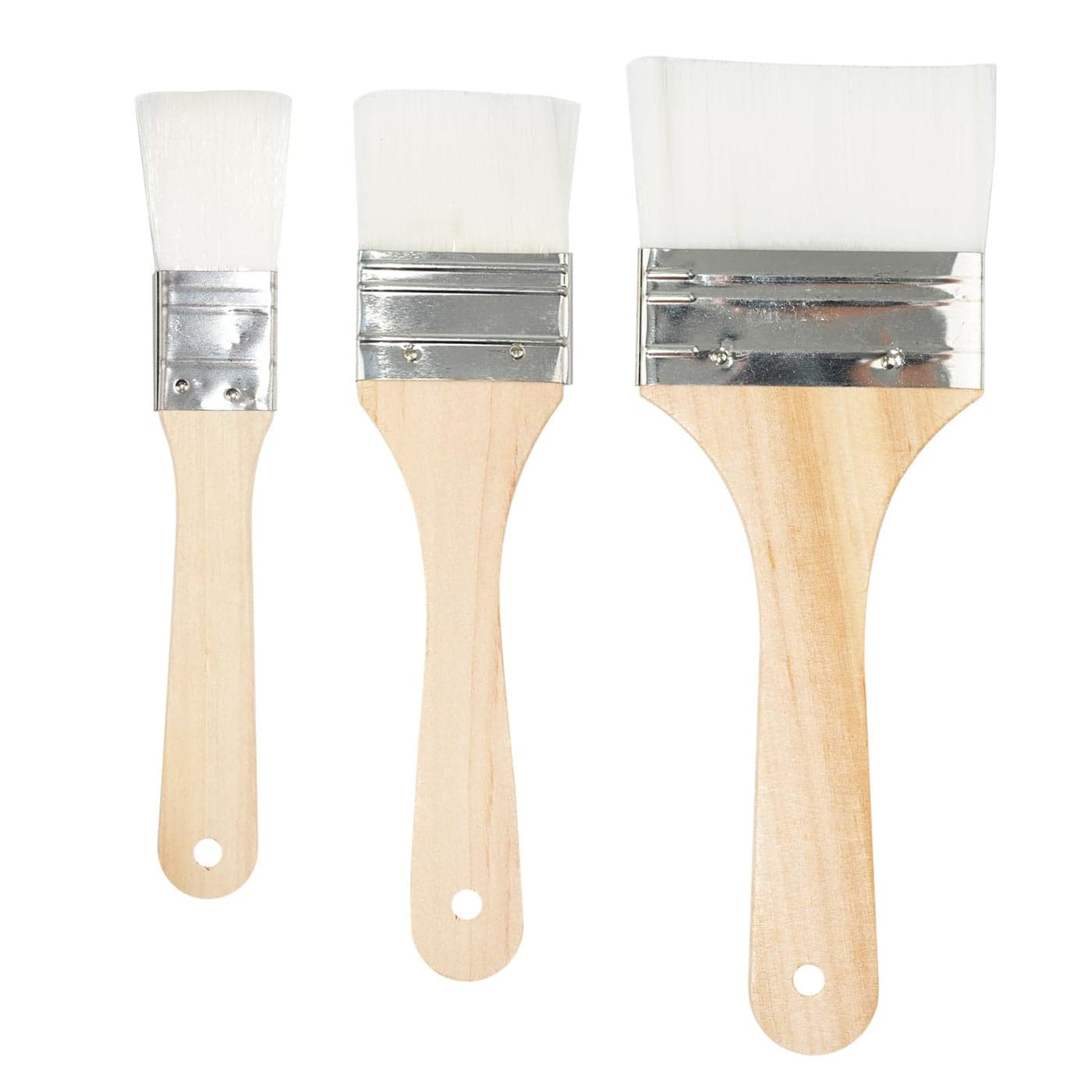 Set of 3 Chip Paint Brushes with Synthetic Bristles for Priming Painting Varnishing Wood Walls Painting