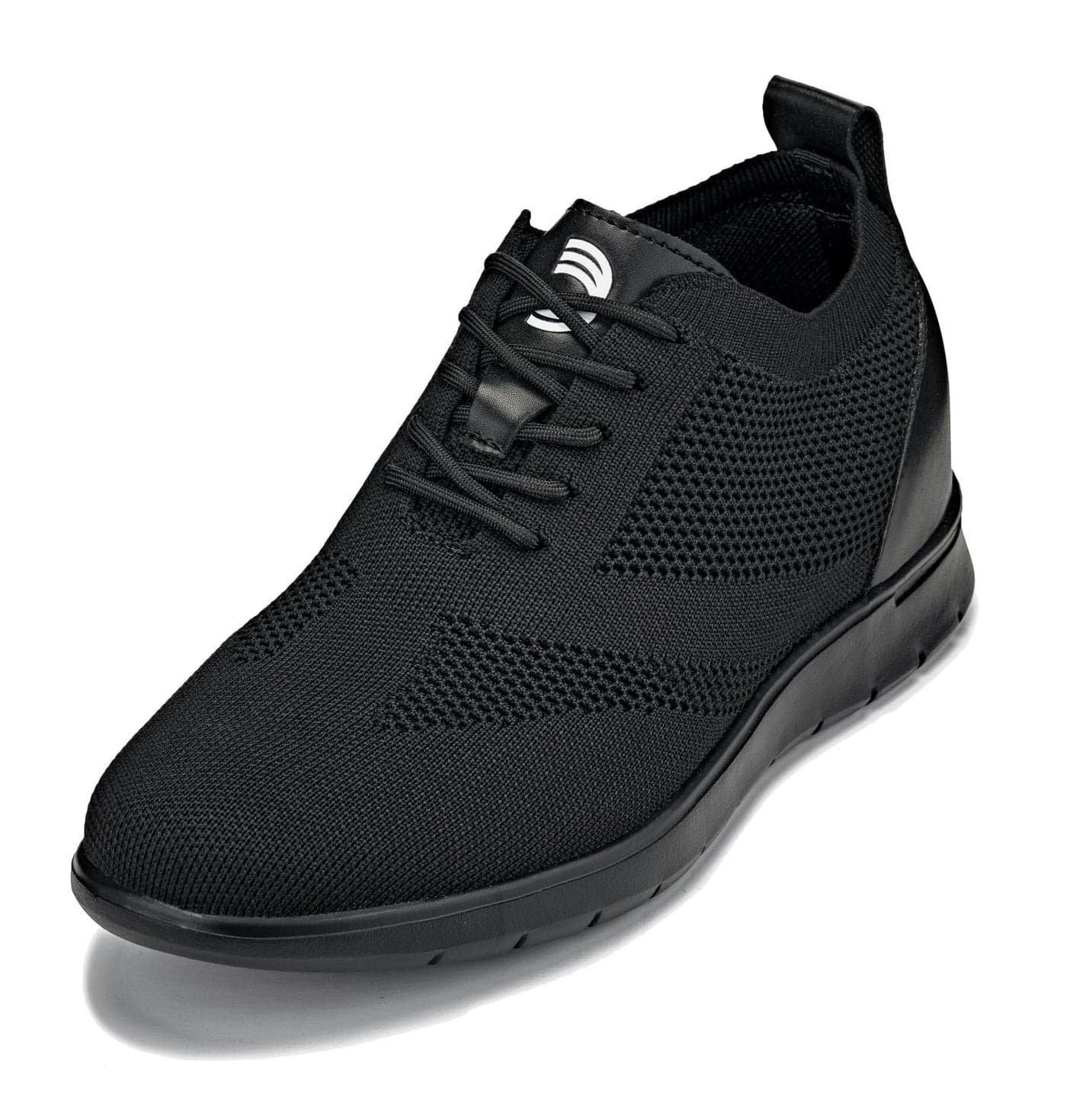 CALTO Men's Invisible Height Increasing Elevator Shoes - Black/Black Sole Ultra Light-Weight Lace-up Knitted Sporty Walker - 2.4 Inches Taller - X2211 - Size 9 D(M) US