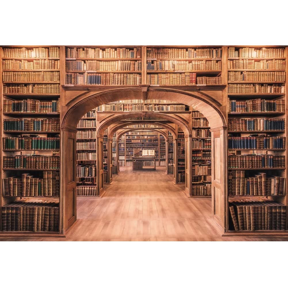 Laeacco Vintage Wooden Bookshelf Backdrop 10x8ft Retro College Library Ancient Books Background Conference Graduation Party Supplies Boys Girls Portrait Video Product Banner Photo Booth Props Vinyl