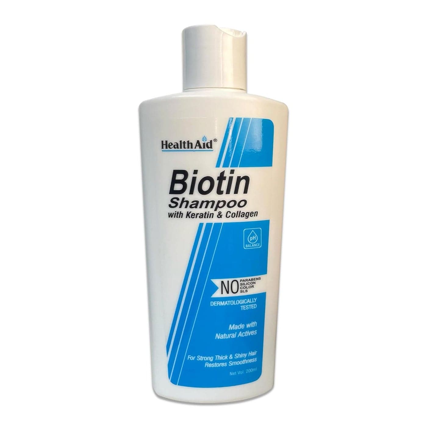 HealthAid Biotin Shampoo with Keratin Collagen Biotin and Collagen Shampoo for Hair Growth Adds Volume Shine Nourishes Dry Hair Controls Frizz Paraben Sulphate Free 200ml