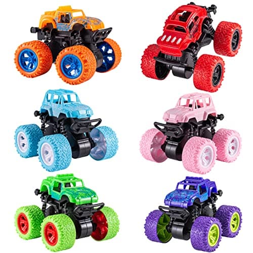 Beestech Monster Truck Toys for Kids Boys Girls Toddlers 3, 4, 5, 6, 7, 8 Years Old, Friction Powered Monster Truck Party Favor Toy Cars Vehicles, Sand Beach Toys Gifts (6 Pack)
