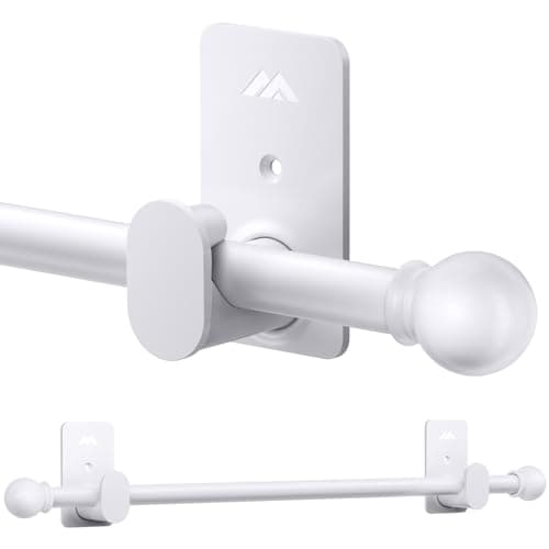 ZNONOX Curtain Rods No Drilling for Windows 30 to 90 Inches,5/8 Inch Diameter No Drill Curtain Rod Set with 3M Adhesive Brackets, White