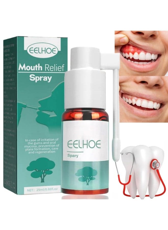 EELHOE Mouth Relief Spray for Gum Care and Oral Health – Fast Soothing Spray for Irritated Gums, Fresh Breath Support, Plaque Prevention and Daily Oral Hygiene – 25ml Portable Bottle