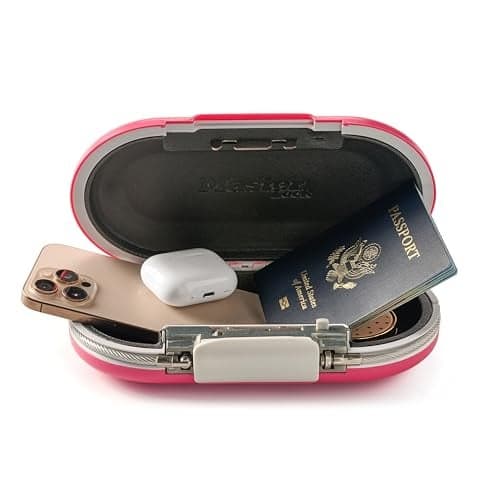 Master Lock Pink Portable Small Lock Box, Set Your Own Lock Combination Portable Safe, Personal Travel Safe for Phone, Passport, Money, 5900DPNK
