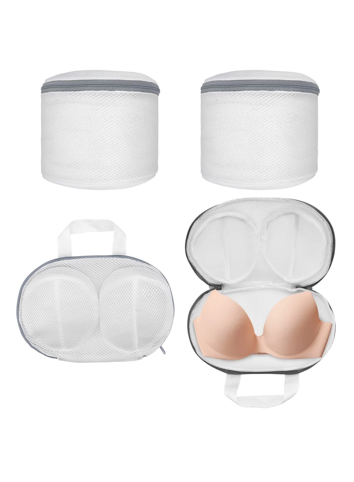 4 Pcs Bra Laundry Bags, Mesh Laundry Bags with Zips Cylindrical Thicken Fabric Mesh Washing Bags for Bra Underwear Socks Baby Clothes