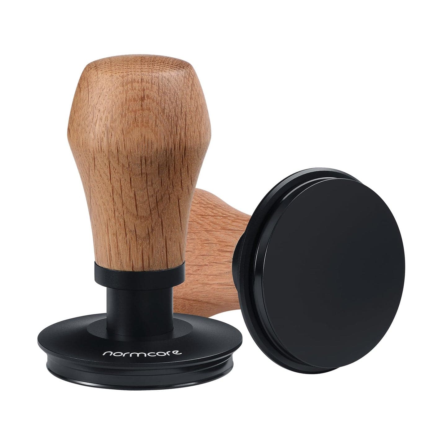 Normcore 585mm Espresso Tamper V4 Espresso Tamper With Titanium PVD Coating Flat Base 15lb 25lb 30lbs Replacement Springs Spring Loaded Tamper With Genuine Oak Wood Handle