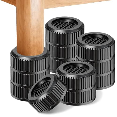 Round Bed Risers Furniture Risers – Heavy Duty Anti-Slip Adjustable(1.3" - 3.7" Hgt) Bed Lifts Riser for Desk, Table, Couch, Sofa, Chair, Refrigerator & Washing Machine (3.7 Inch, Black, 4 Pack )