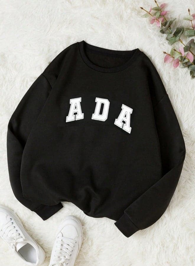 Take Two Girls Letter Print Long Sleeve Sweatshirt