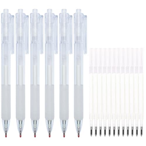 Ball Point 6 pcs Quick Dry Glue Pens with 12 Refills Apply Glue Like Writing Easy Use Precise Control Fine Tip Pens for Crafting Scrapbooking Card Making Foil Calligraphy White