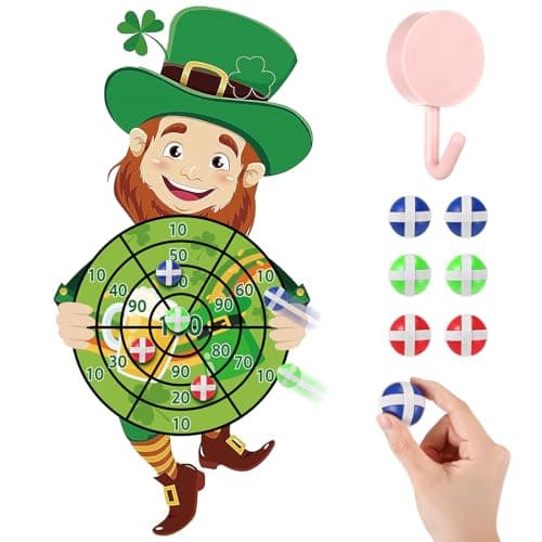 Seenelling St Patricks Day Games Set Large 23.6 x 31.5in Dart Board Games with 6 Sticky Balls Irish Party for Adults St' Patricks Day Party Throwing Indoor Outdoor Yard Toss(Shamrock)