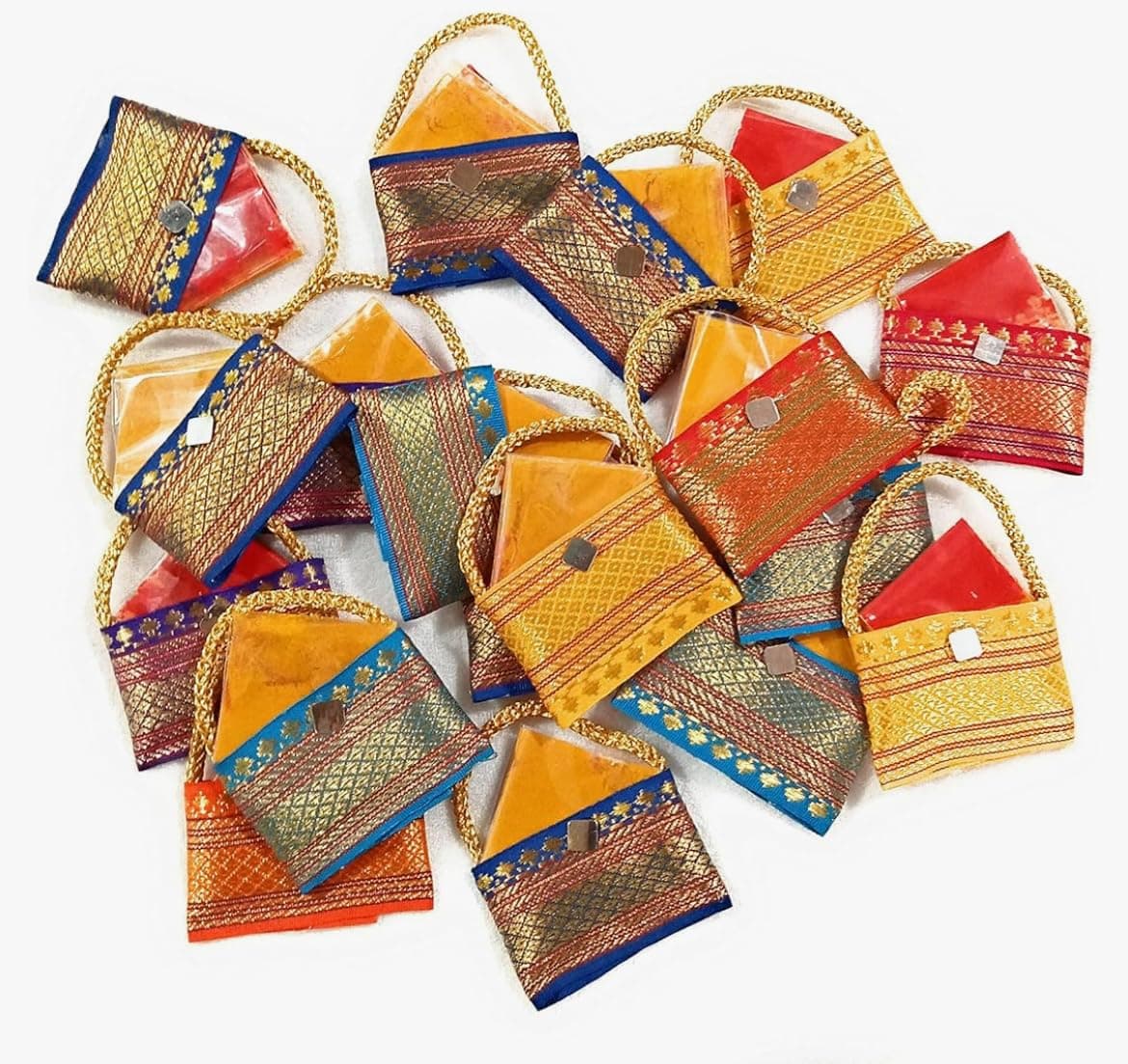 Handcrafted Bag Shaped with Manjal HaldiKumkum SindoorPacks 20pcs mix color
