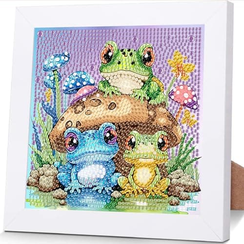 ajepon Frog Diamond Art Kits for Kids with Frame Animal Diamond Art for Kids Ages 812 Frogs Diamond Painting Kits for Kid with Beautiful Package for Gift Home Wall Decor 7x7inch