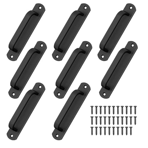 Mixizigoz 57 Inch Sliding Barn Door Handle Aluminium Alloy Cabinet Pull Handles for Closet Drawer Garage Fence Door Bunk Bed Safe Handrail Comfy Grip LongLasting Use 8 Black