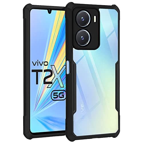 TheGiftKart Shockproof Crystal Clear Back Cover Case for Vivo T2X / Y16 / Y56 5G | 360 Degree Protection | Protective Design | Transparent Back Cover Case for Vivo T2X 5G (PC & TPU, Black Bumper)