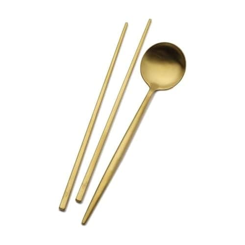 Studio Nova Premium 18/10 Stainless Steel Gold Chopsticks & Spoon Set