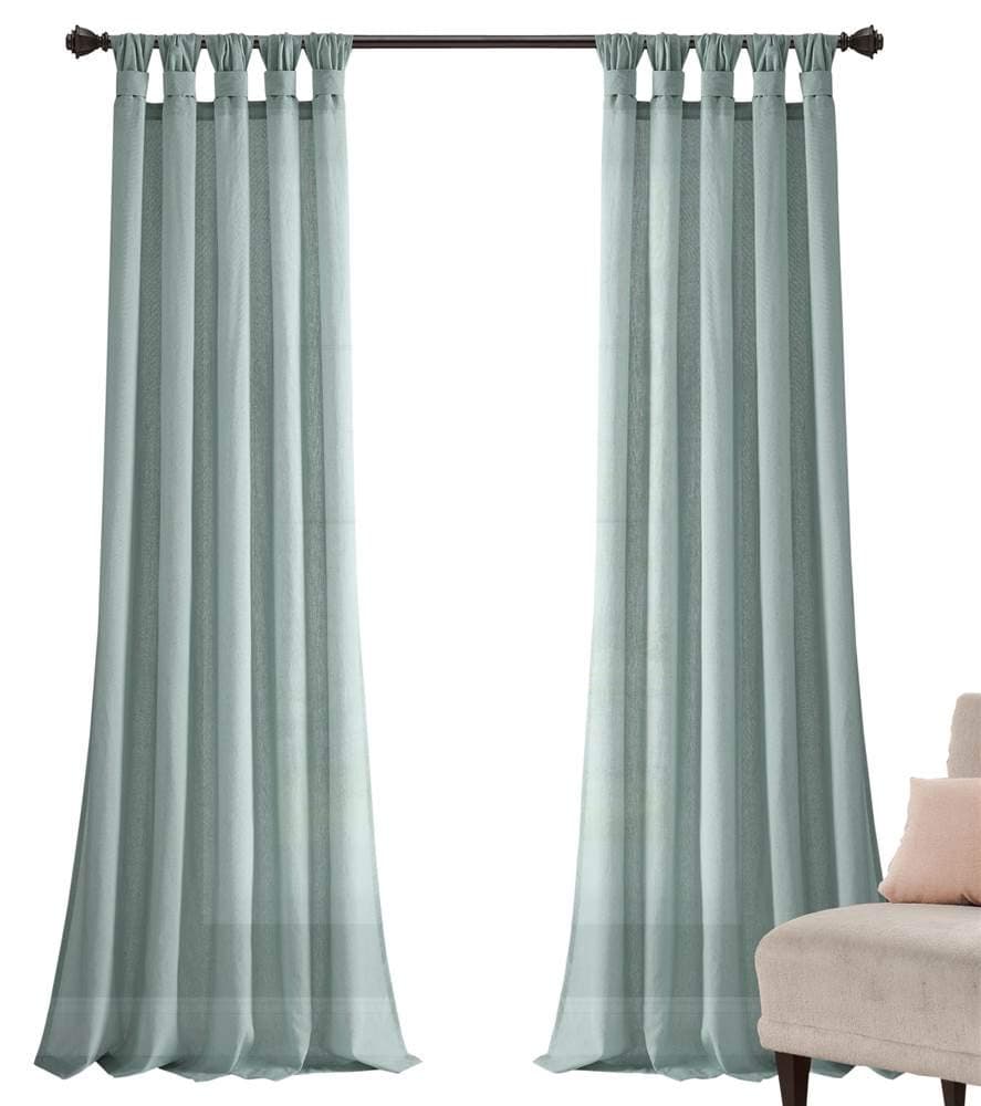 Lush Decor Burlap Knotted TabTop Window Curtain Panel Pair 45W x 84L Blue