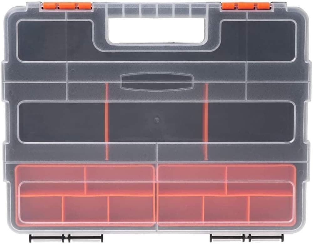 Cyrox Multi Compartments Tool Box for Screws and Small Items Storage Case Tools Box 21 Compartments Hardware Organizers with Removable Plastic Dividers for Screws Nuts Nails Bolts 1Pcs