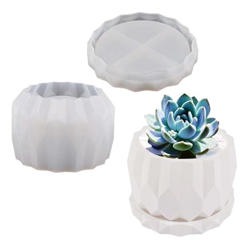 Attuslla Silicone Resin Mould Flower Pot Set Succulent Plant Flower Pot Silicone Mould DIY Flower Pot Molds Planter Pot Mold Pen Holder molds