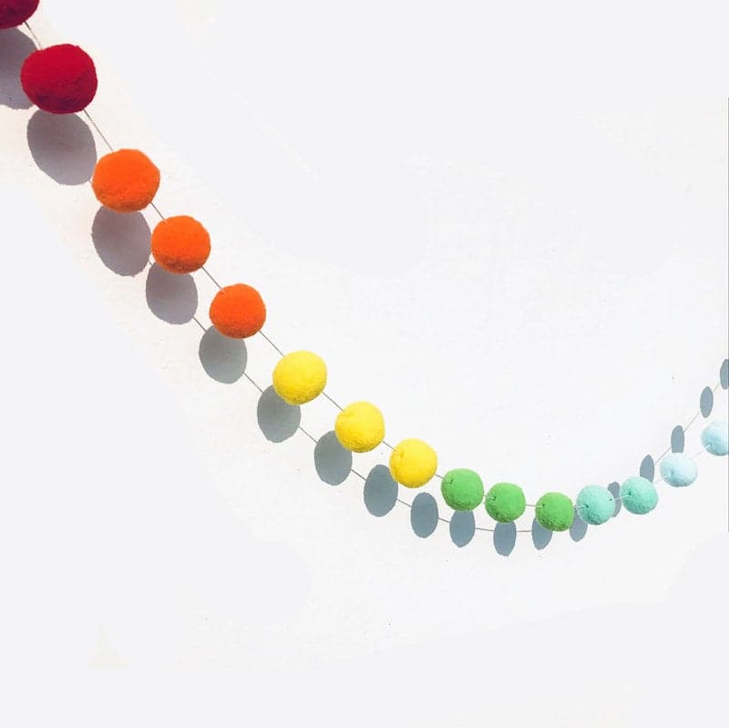 Ins Scandinavian Fur Ball String Hanging Ornaments Macaron Color Kidsren'S Room Tent Ball Pendant Shooting Props Birthday Decoration