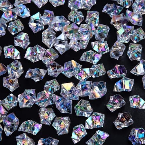 FUTUREPLUSX 180PCS Fake Ice Acrylic Clear Gems Fake Diamonds Clear Rocks for DIY Crafts Table Scatter Props Display