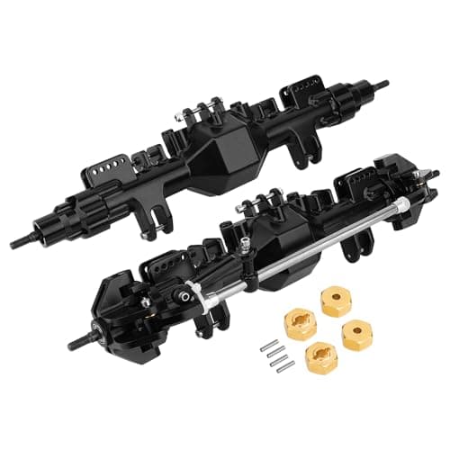 RZXYLRC Front Rear Axles with Steel Gears for RC 18 Losi LMT Monster Truck DIY Remote Control Toys Car 18 Upgrade Parts Black