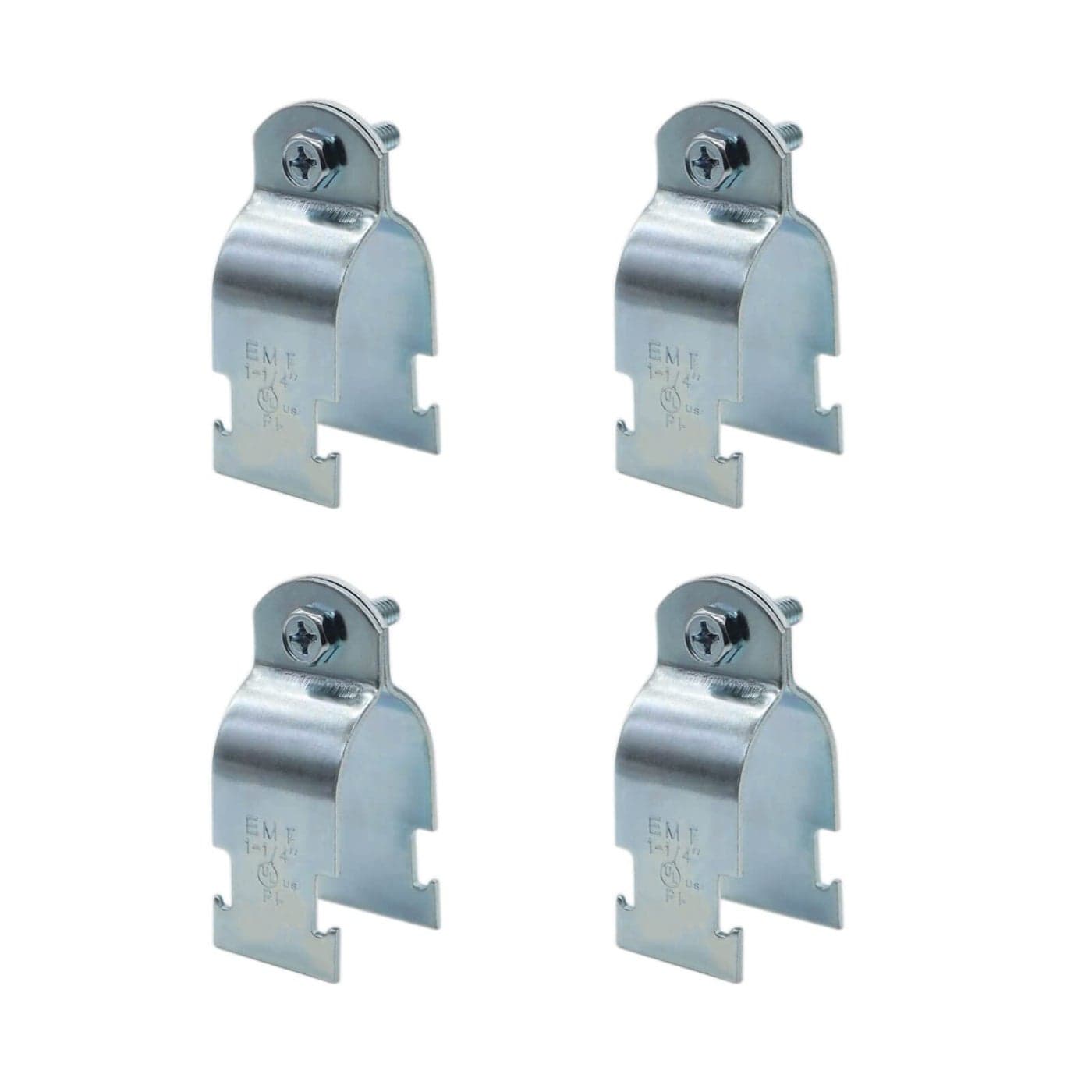 Baudelun 114 EMT Strut Clamps for Rigid Conduit and Pipe 4 Packs Universal Steel Strut Clamps for Rigid Conduit and EMT Standard ElectroGalvanized Assembled with Bolt and Nut