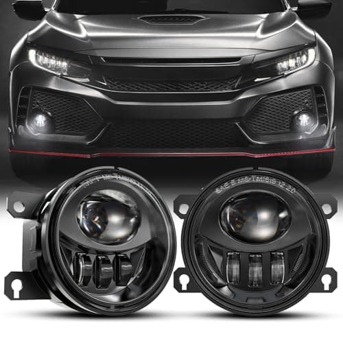 4X4FLSTC New LED Fog Lights Assembly Compatible with Honda Sedan models 2013-2021 Civic, 2015-2020 Fit, 2019-2020 HR-V, 2013-2015 Accord Replacement Driving lights Fog Lamps DOT Approved Black 1 Pair