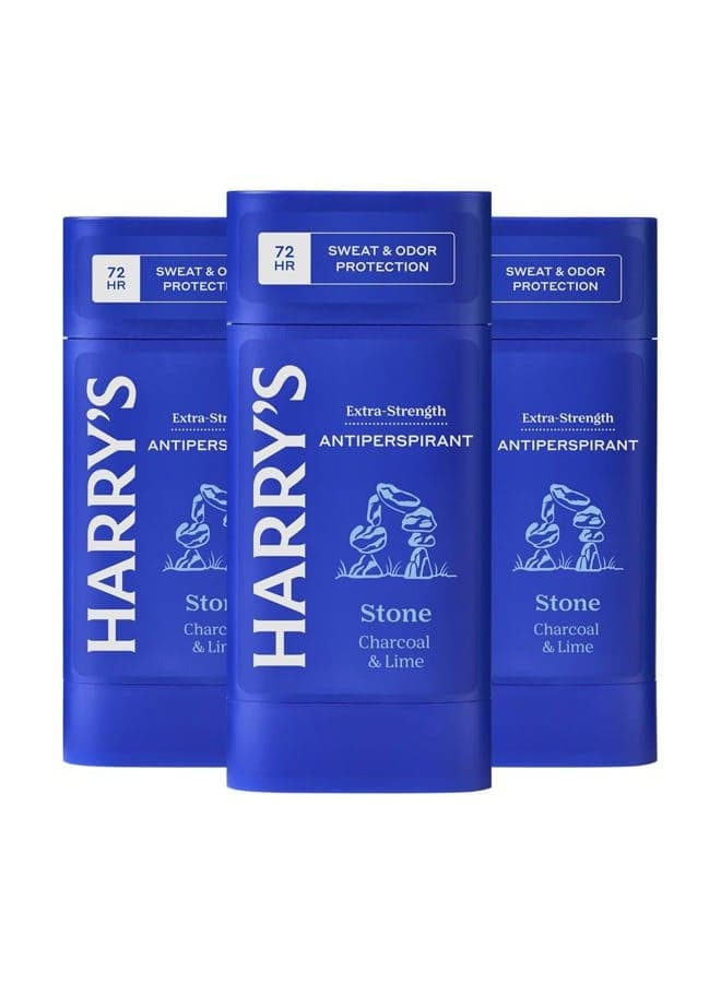 Extra-Strength Antiperspirant Deodorant, Sweat & Odor Control Antiperspirant for Men, Stone, 2.5 oz Pack of 3