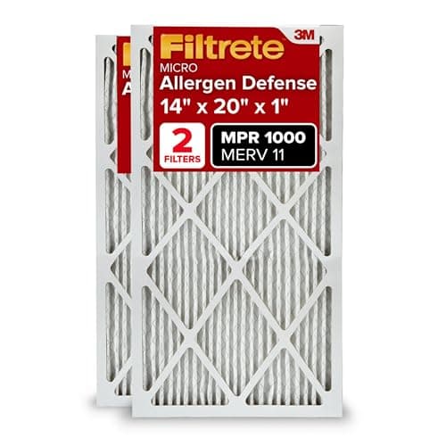 Filtrete 14x20x1 AC Furnace Air Filter, MERV 11, MPR 1000, Micro Allergen Defense, 3-Month Pleated 1-Inch Electrostatic Air Cleaning Filter, 2 Pack (Actual Size 13.781 x 19.781 x 0.84 in)