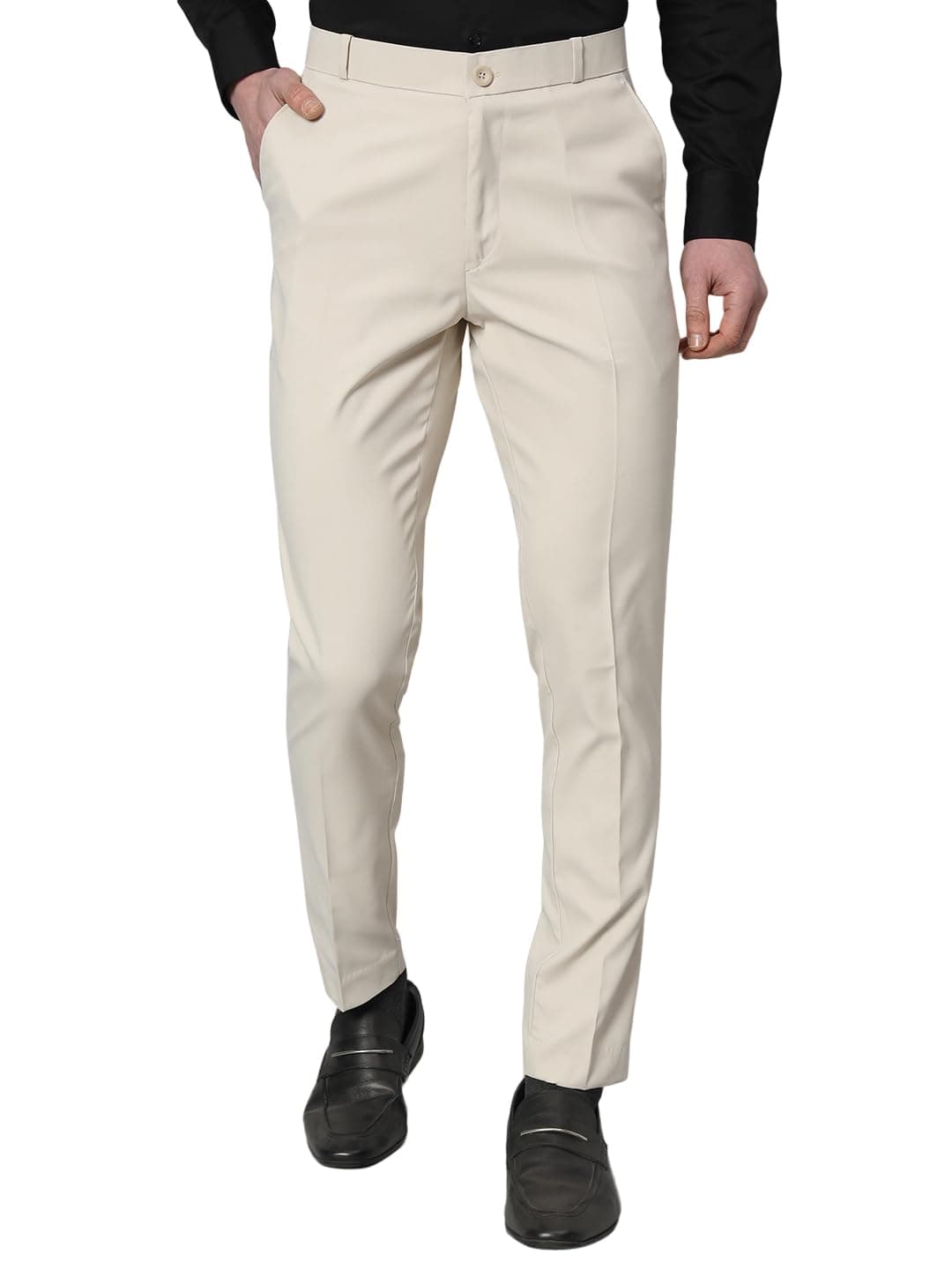 RAGZO Men Formal Mid Rise Pants|| Formal Trousers || Formal Pants || Office Wear Formal Trousers (Ri90081D) (Beige, 34) Fit Type : Slim Fit