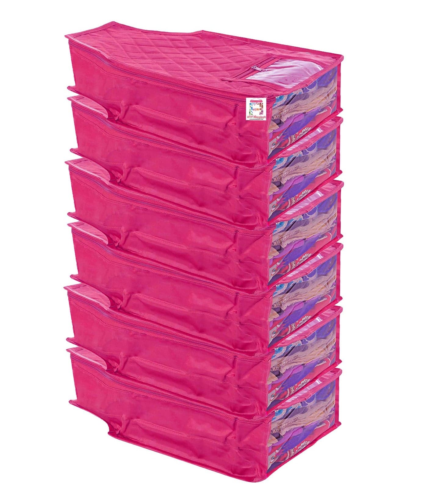 atorakushon® Satin Blouse Cover Clothes Storage Bag Wardrobe Garments Organiser Pack of 6 (Pink)