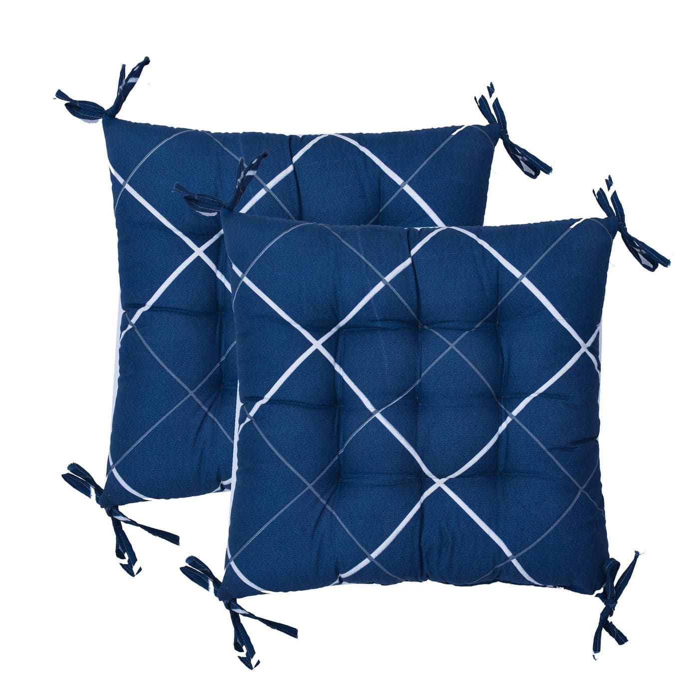 COZY FURNISH Microfiber Cotton Chair Pads with Four Corner Ties 16x16(Inches) 41X41(CM) Square, Pack of 2 | Extra-Comfortable & Soft Seat Cushions | Ergonomic Pillows