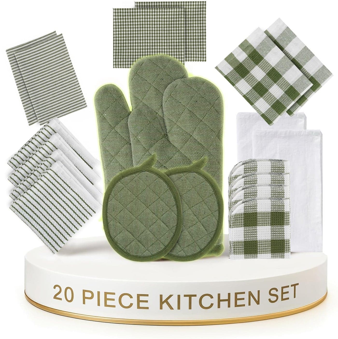 LANE LINEN Kitchen Towels and Dishcloths Sets 20 Pc Kitchen Essentials for New Home Heat Resistant Oven Mitts Pot Holder Absorbent Flour Sack Dish Towels Grey