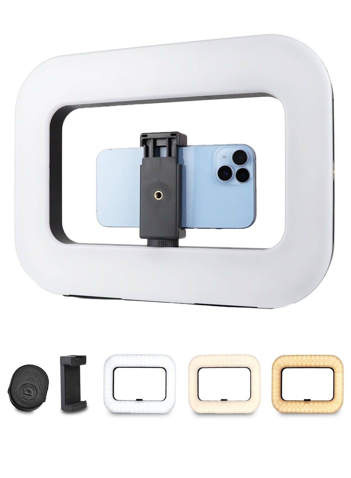 Smartphone Video Rig with Light, Handheld Ring Selfie Light Kit, LED Mobile Video Stabilizer with Built-in 8000mAh Battery for Camera, Smartphone, YouTube, TikTok Video Recording, Makeup