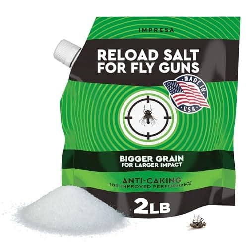 Impresa 2 lb Fly Shooter Refill Salt Compatible with Bug A Salt 3.0 Large-Grain Non-Caking Crystals for Fly Gun Reloads - Classic White Bag, Easy-Pour Spout for Bug Shooter Reloads