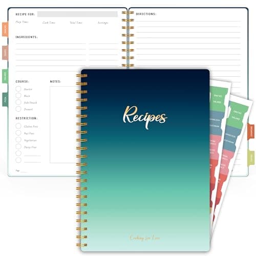 meDolove Recipe Book to Write in Your Own Recipes, Recipe Journal, Blank Cookbook, 5.5" x 8.5", Recipe Notebook to Organize Your Recipes for Kitchen - Blue