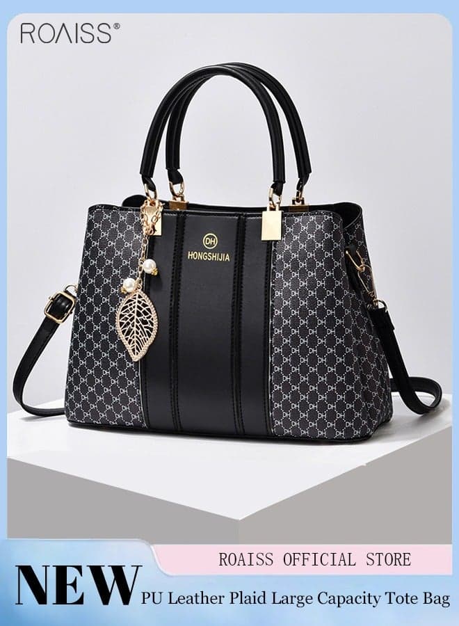 Women Stylish Handbag with Exquisite Pendant, Large Capacity Shoulder Bag with Magnetic Buckle and Zipper Closure, Elegant Chic Crossbody Bag for Ladies, Ideal for Dating, Shopping and Everyday Use