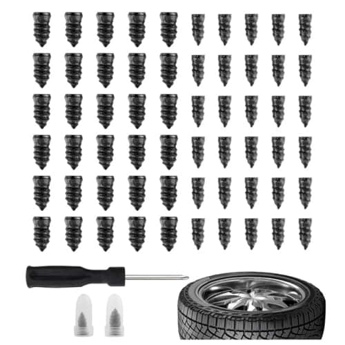 carleef 60PCS Tire Repair Rubber NailVacuum Tire Repair Screws for Quick FixesSelfService Tires Repairs Kit Screw in Tires Plugs Car Accessories for TruckSUVMotorcycle 60PCS