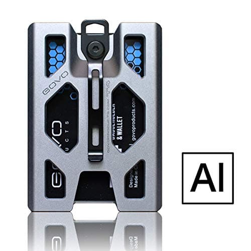 Aluminum GOVO Badge HolderWallet_ Durable ID Card Holder with Metal Clip and 4 Cards Slot Silver