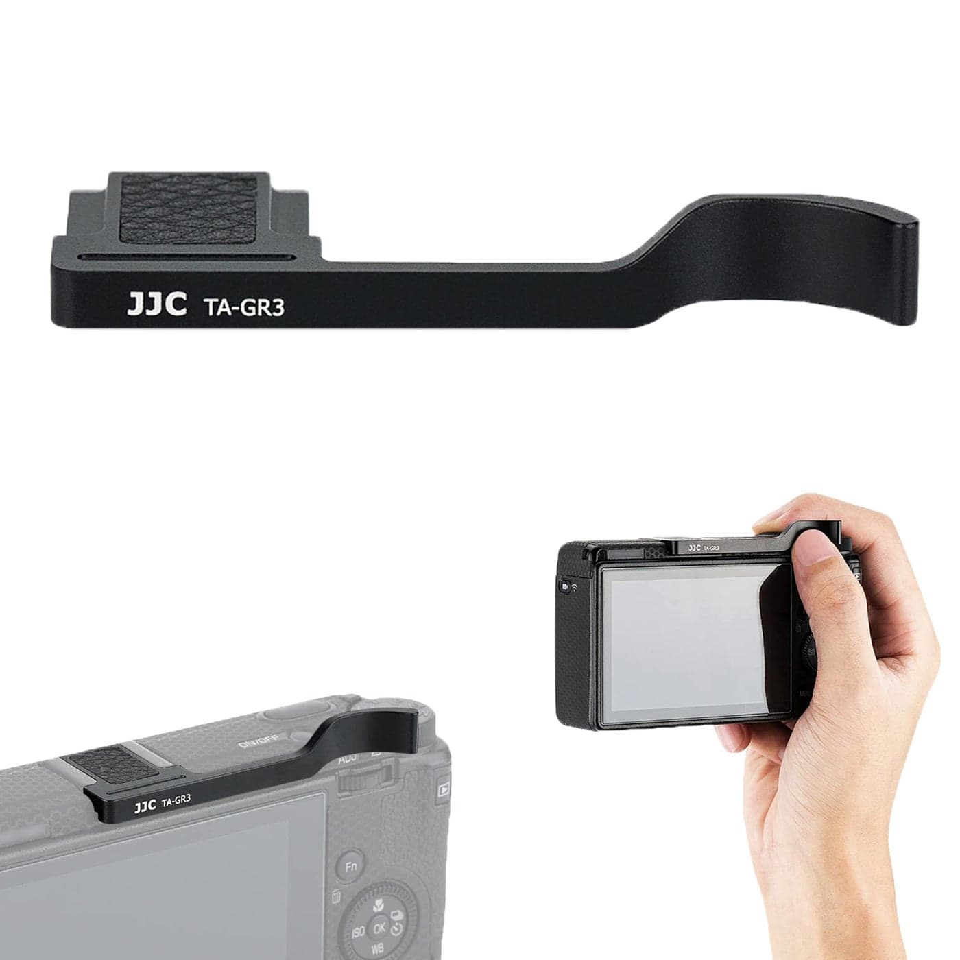 JJC Metal Thumbs Up Grip for Ricoh GR III GR III HDF GR3 HDF GR IIIx GR IIIx HDF GR3x HDF, Hot Shoe Thumb Support for Comfortable & Secure Hold