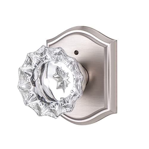 CLCTK Premium Glass Door Knobs for Interior Doors, Bathroom Bedroom Door Knobs with Lock, Door Knobs Interior Brushed Nickel