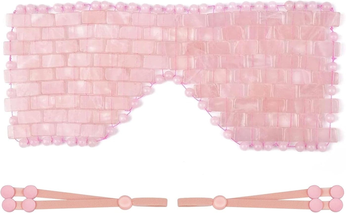 ideayard Rose Quartz Eye Mask Cooling Jade Eye Mask 100 All Natural Crystal Eye Mask for Facial