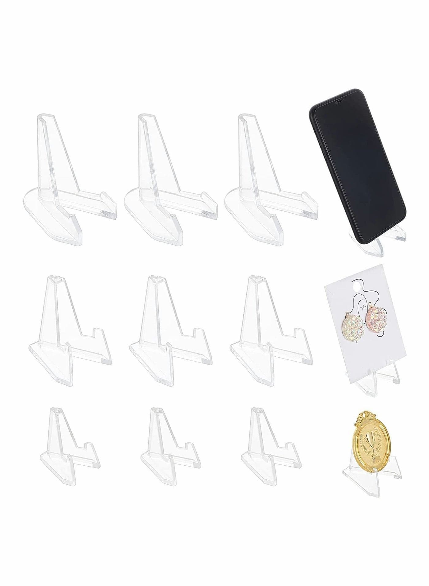 24 Packs 3 Sizes Acrylic Easel Stands Clear Mini Coin Display Holder for Displaying Coins Pocket Watches Capsules Challenge Medals Casino Chips