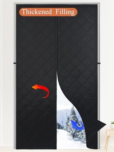 Upgraded Magnetic Thermal Insulated Door CurtainThicken Polyester Fiberfill Thicker Oxford FabricTemporary Magnetic Screen DoorFolding Doors Insulation CoverWindow Insulation Kit for Winter
