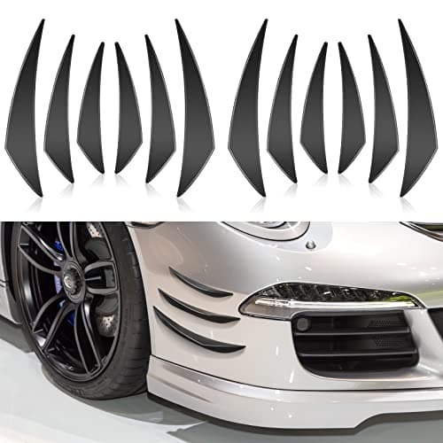 Tallew 12 Pcs Universal Car Spoiler Canards Kit Front Bumper Lip Splitter Car Exterior Fins Auto Anti Collision Strip Soft Decoration Decal Accessories(Glossy Black)